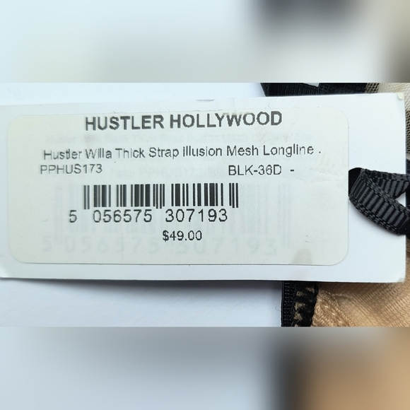 Hustler Willa Hollywood Black & Tan Balconette Bra with Sheer Mesh, 34D NWT - Picture 4 of 9